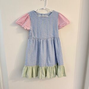 Baby Boden Hotchpotch Seersucker Dress Striped 7/8 Girls Kids